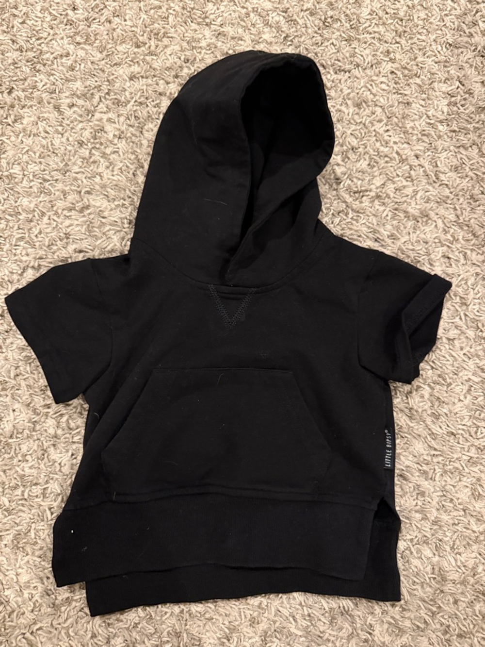 Little Bipsy Black Short-Sleeve Hoodie for Kids